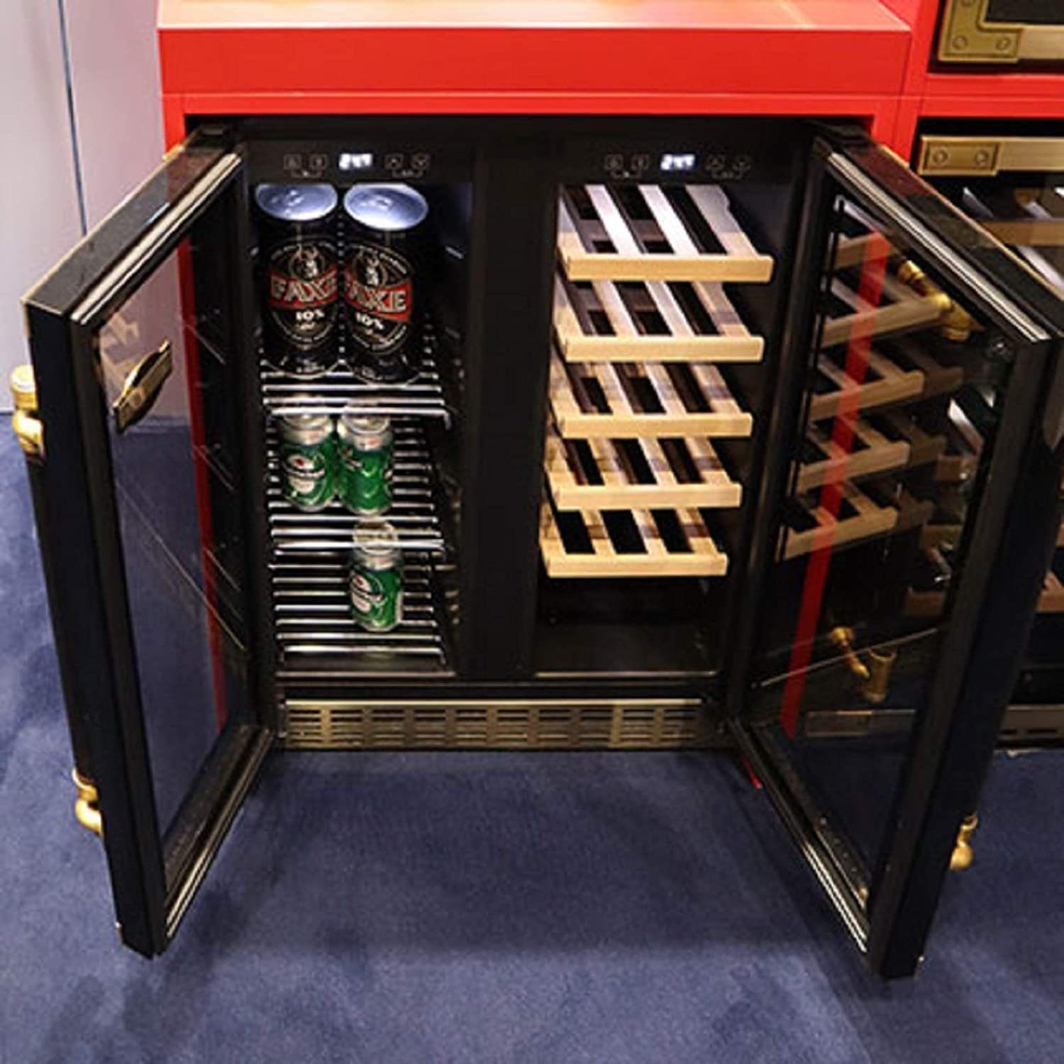 Kaiser Küchengeräte Weinkühlschrank K 64800 AD/5 Jahres Garantie,Retro Weinkühlschrank, 63 Bierdosen, LED Display, Freistehend