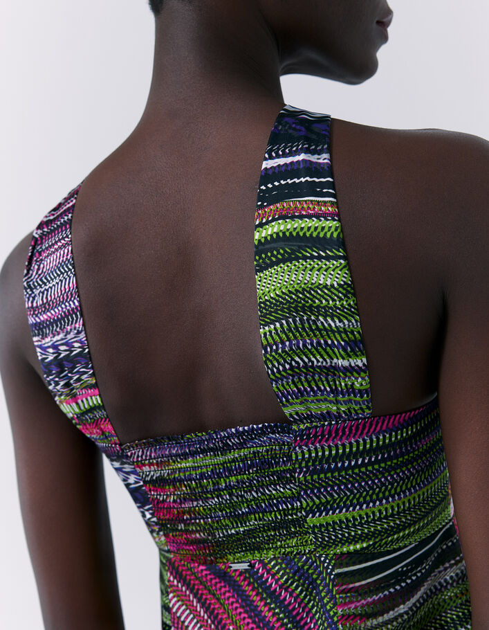 Robe longue imprimée à encolure nouée femme