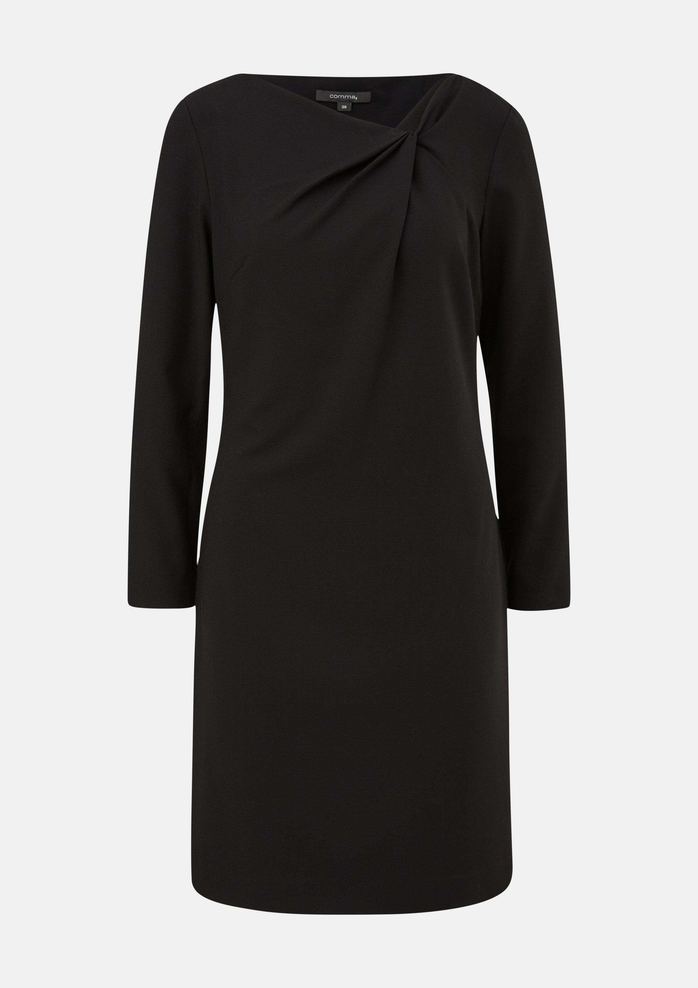 Crêpe-Kleid mit Knotendetail - schwarz