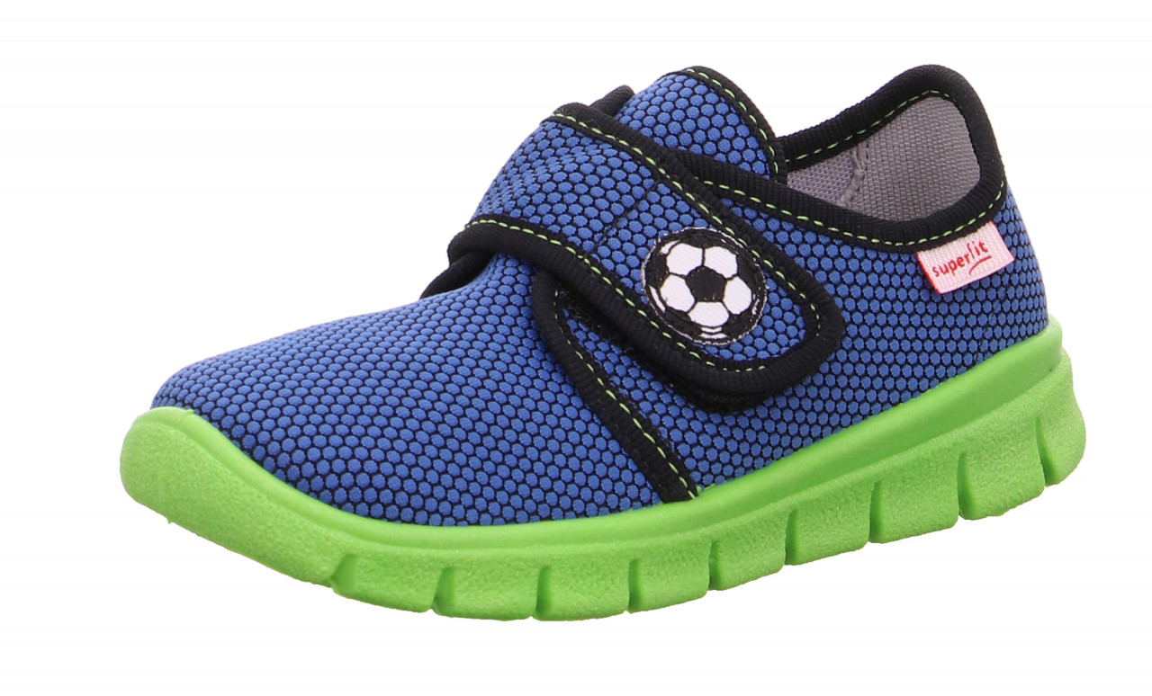 BOBBY - Blau/GrünHausschuh mit Klettverschluss