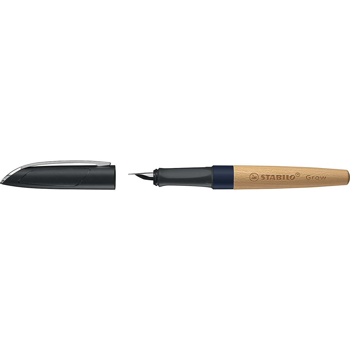 Füllhalter STABILO Grow M-Feder blaubeerblau/Buche, klimaneutral
