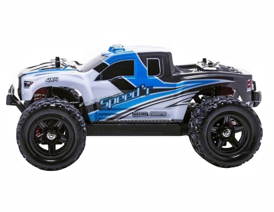 Blij´r RC-Auto Speed´r ferngesteuertes RC Auto 45 km/h, 1:18, 2 Akkus, Monstertruck (Komplettset), Ersatzkarosserie