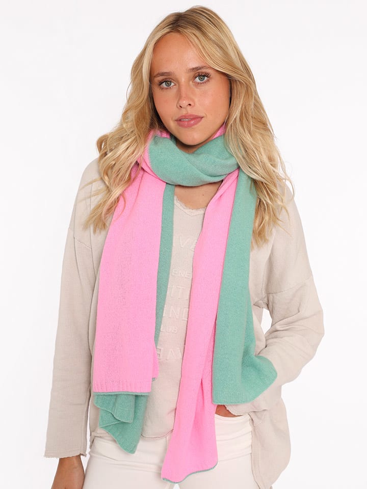 Zwillingsherz Kaschmir-Schal in Türkis/ Pink - (L)180 x (B)45 cm günstig kaufen onesize