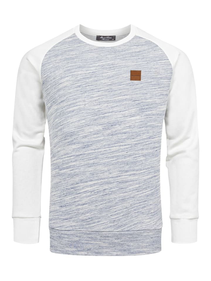 Amaci&Sons Pullover mit Rundhalsausschnitt ELGIN in Blau/Weiß günstig kaufen