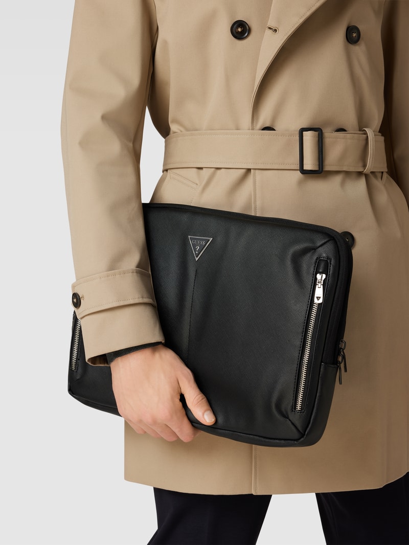 Laptoptasche mit Label-Applikation in schwarz