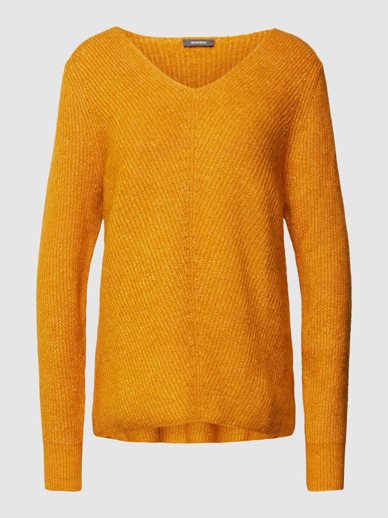 Strickpullover mit U-Boot-Ausschnitt in gelb