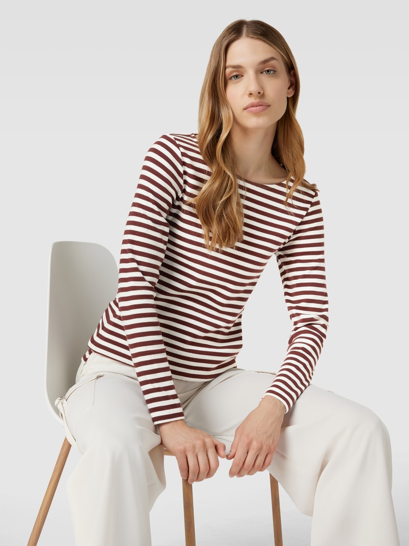 Longsleeve mit Streifenmuster in mittelbraun