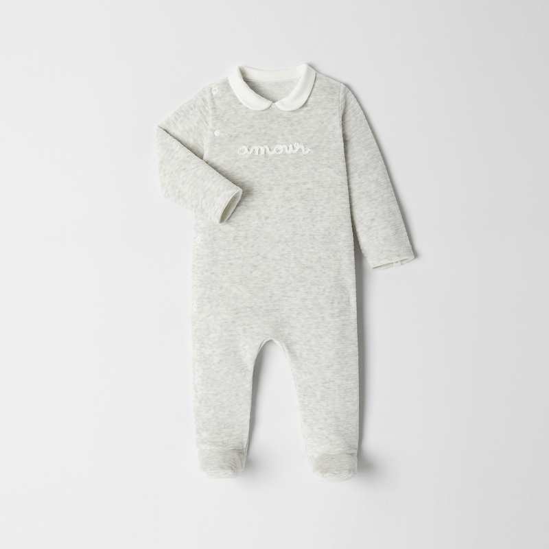 Dors-bien col polo en velours gris naissance Absorba