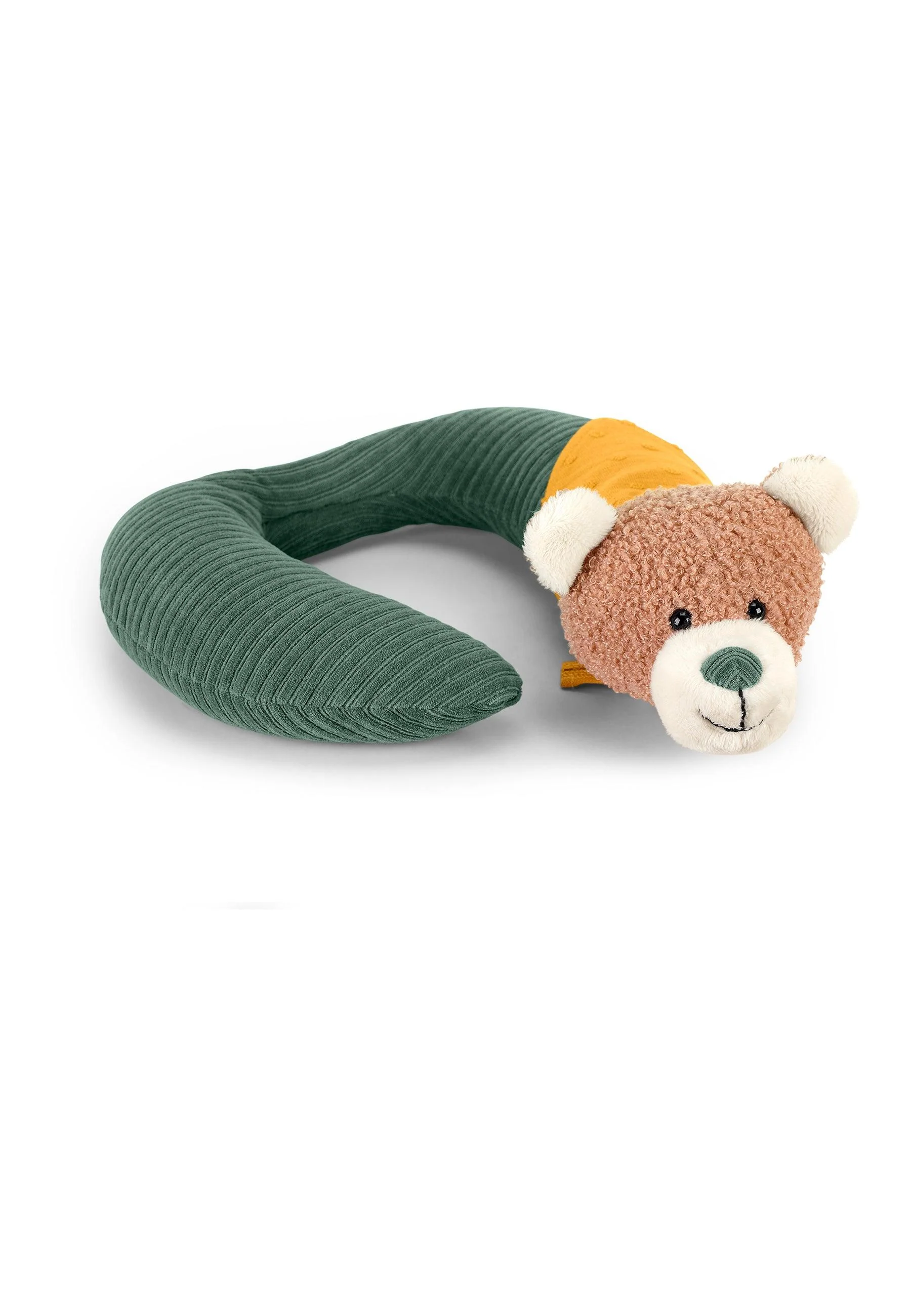 Nackenstütze Bär Ben dunkelgrün, 28 cm mit Rassel