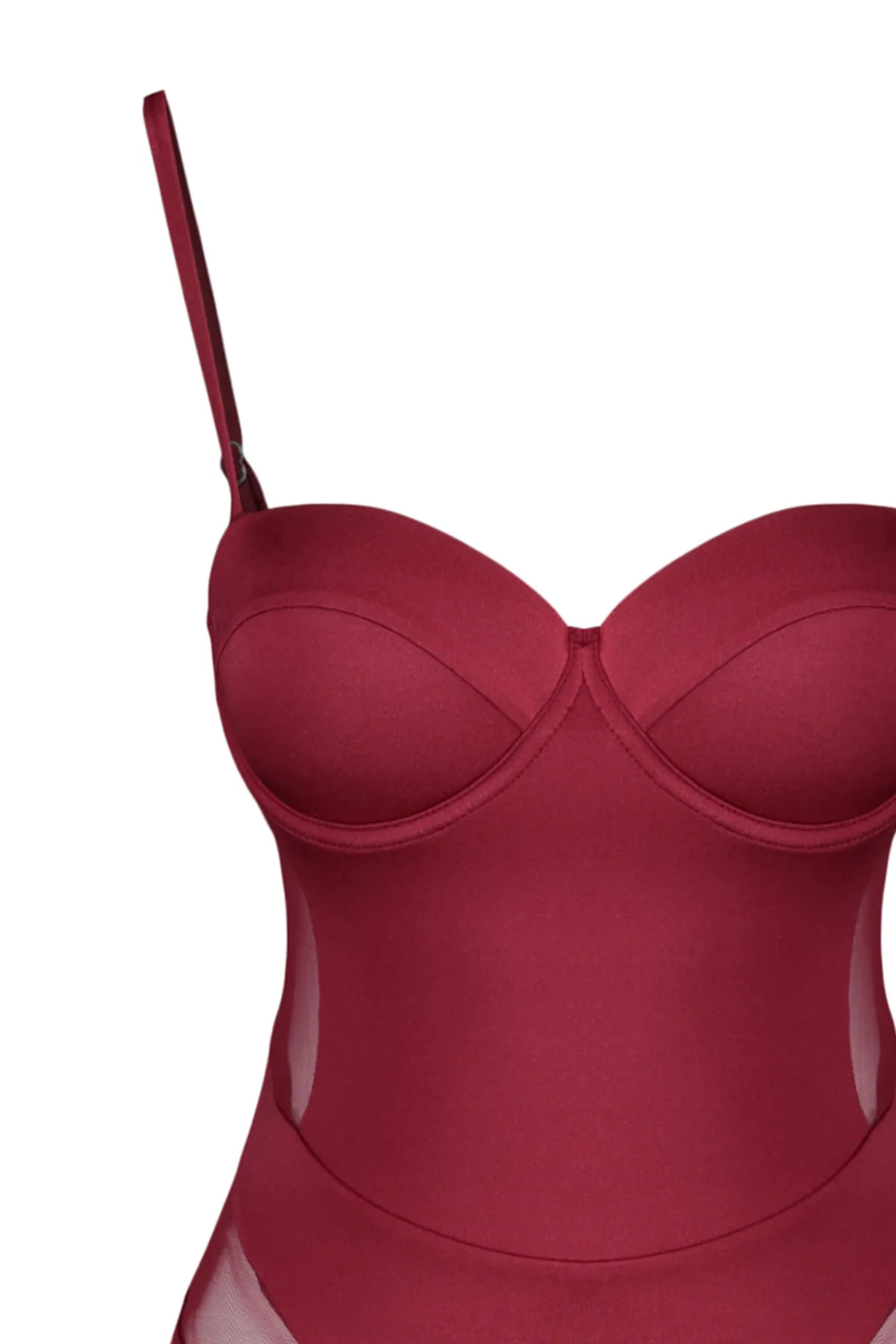 Trendyol Collection  Burgunderfarbener, regulärer Badeanzug mit Balconette-Mesh-Details TBESS20MA0046