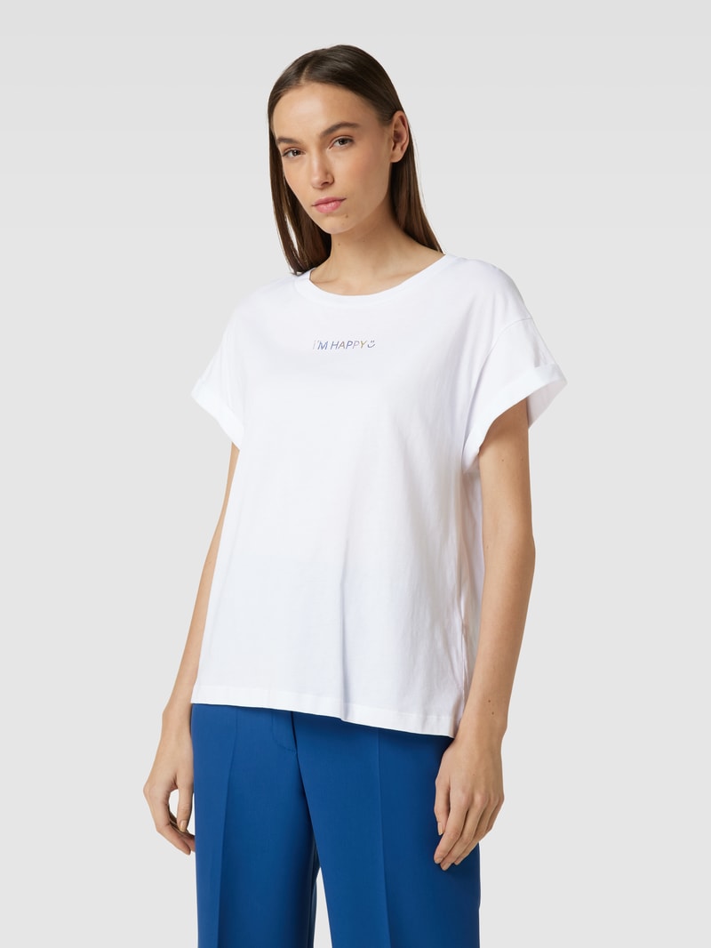 T-Shirt mit Statement-Schriftzug aus Paillettenbesatz in offwhite