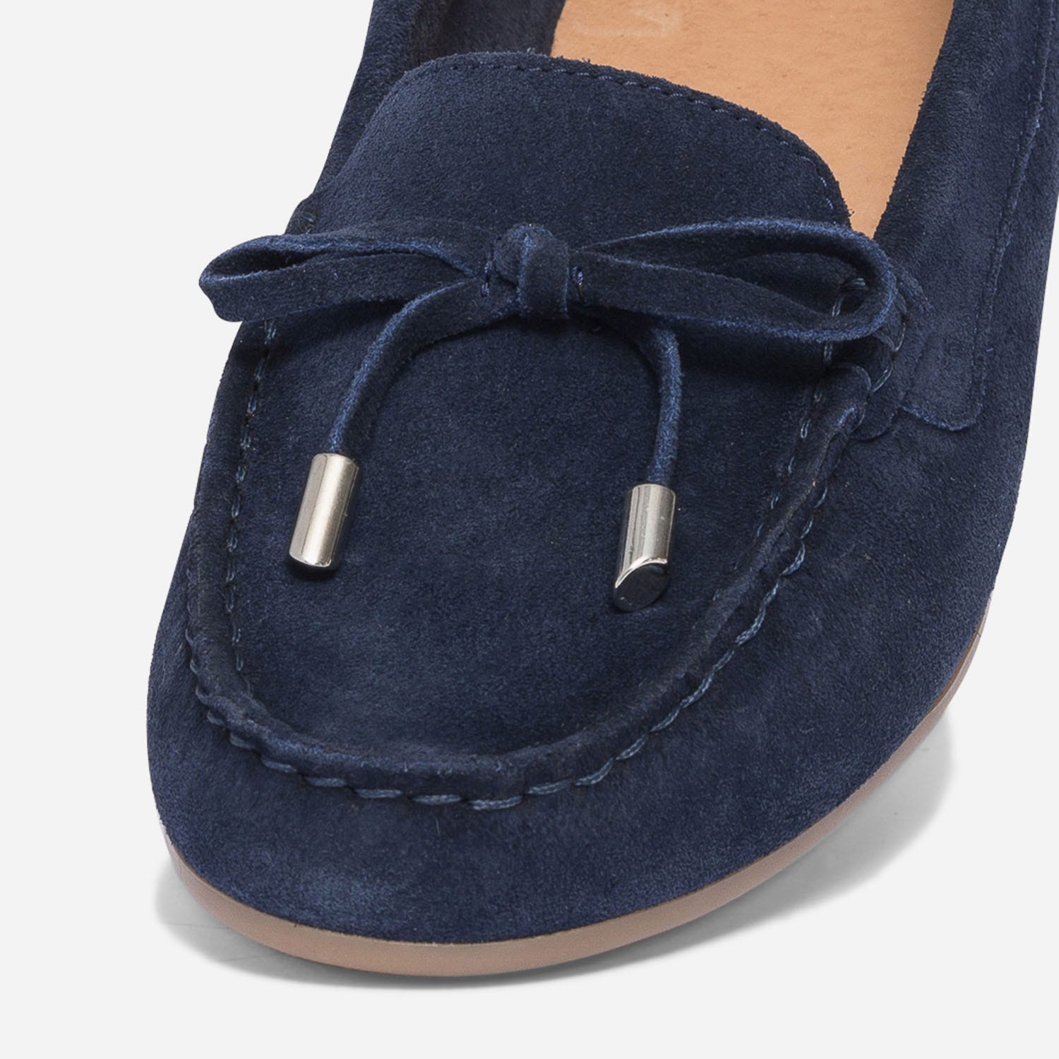 Mocassin bleu marine en cuir velours