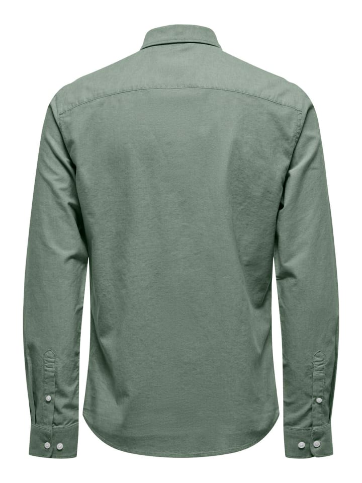 Only&Sons Hemd Slim Fit Langarm Oxford Hemd in Dunkelgrün günstig kaufen