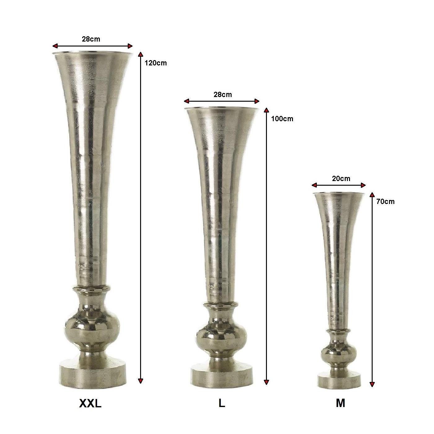 baario Bodenvase Bodenvase XXL ROMA silber, hoch groß Aluminium Dekovase Pokalvase Antik Design