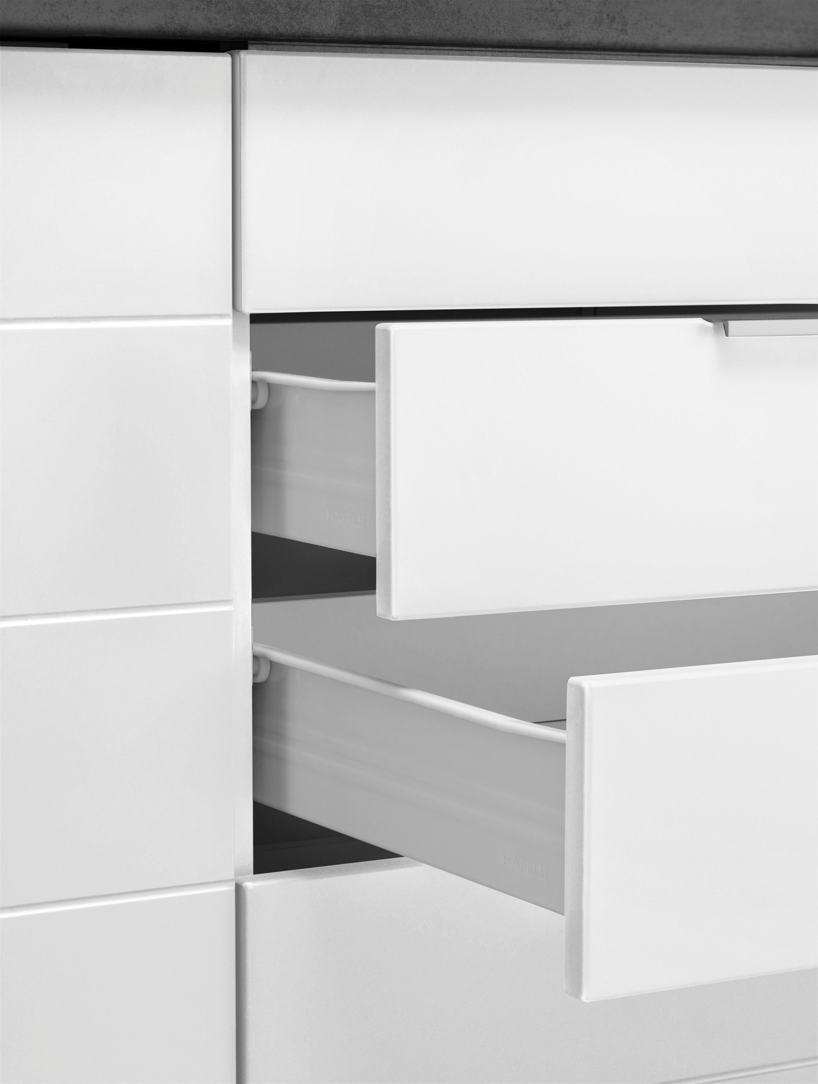 HELD MÖBEL Küche Luhe, 390 cm breit, wahlweise mit oder ohne E-Geräten, gefräste MDF-Fronten