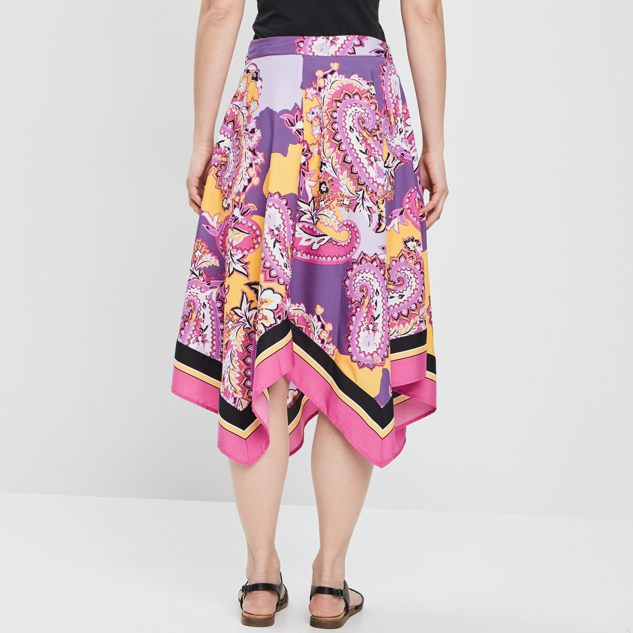 Jupe midi évasée asymétrique violet femme | La Halle