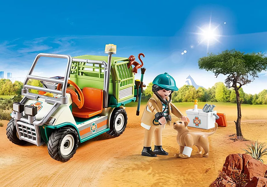 Zoo-Tierarzt mit Fahrzeug