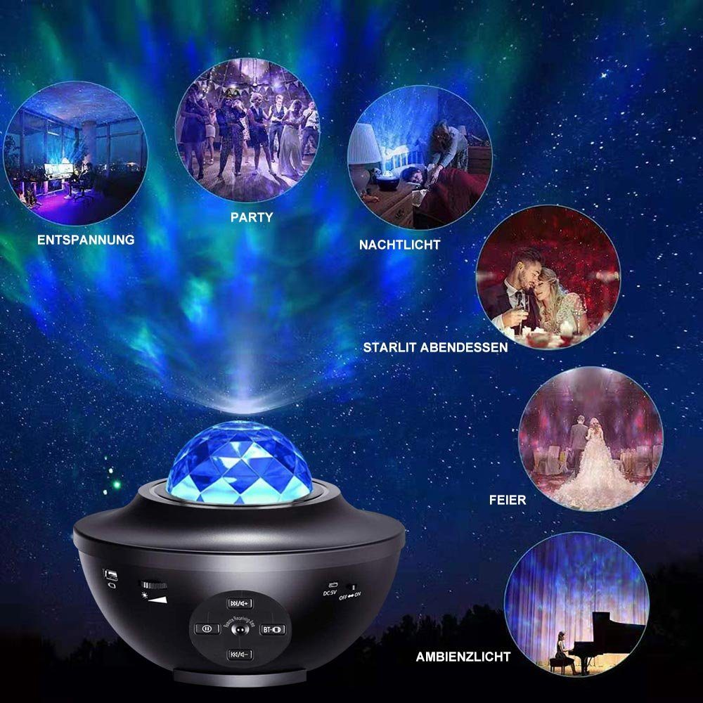 Laybasic LED Sternenhimmel Projektor,Galaxy Sternenhimmelprojektor,21 Lichtmodi LED-Beamer (Lampe Sternenhimmel mit Bluetooth/Musik Lautsprecher/Timer)