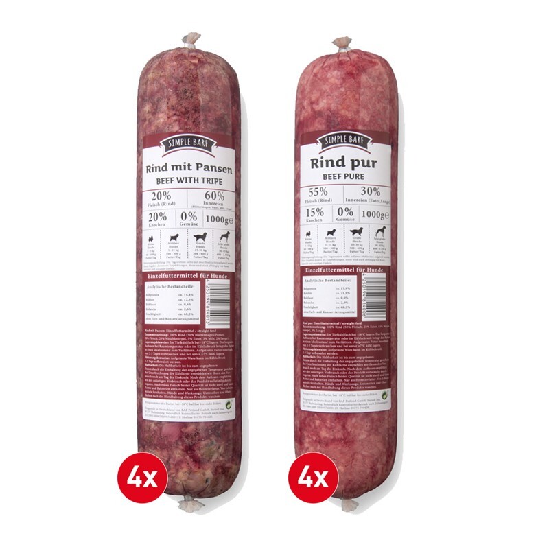 Simple BARF BARF/ Frostfutter Simple BARF Rind Paket 8x1000g