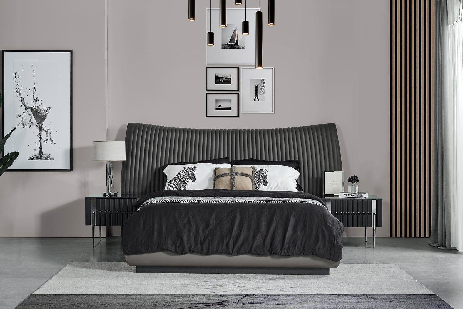 JVmoebel Schlafzimmer-Set Designer Schlafzimmer Möbel Luxus Doppelbett 2x Nachttische Edle, (3-St., Bett, 2x Nachttisch), Made in Europa