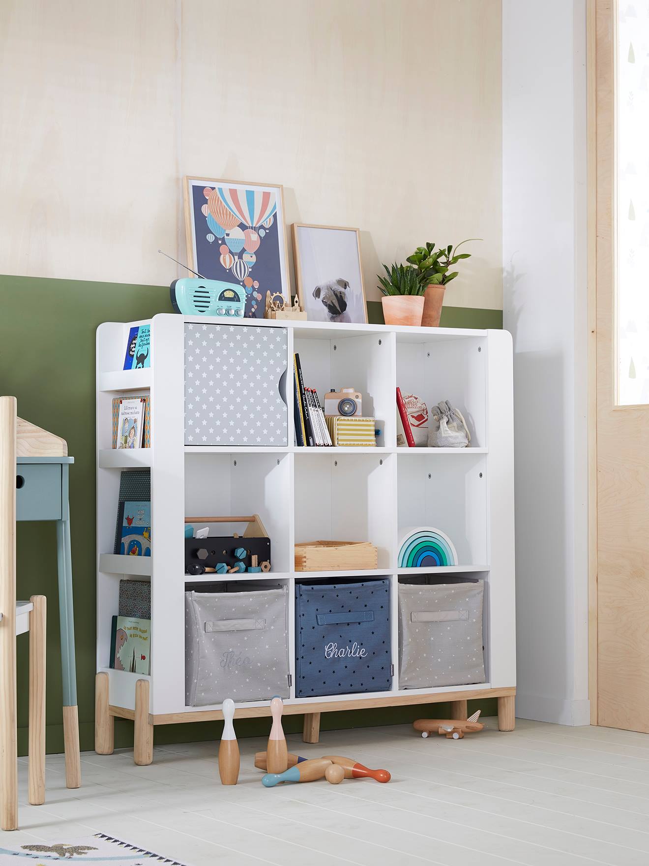 Vertbaudet Kinderzimmer Regal, 9 Fächer - weiß/natur