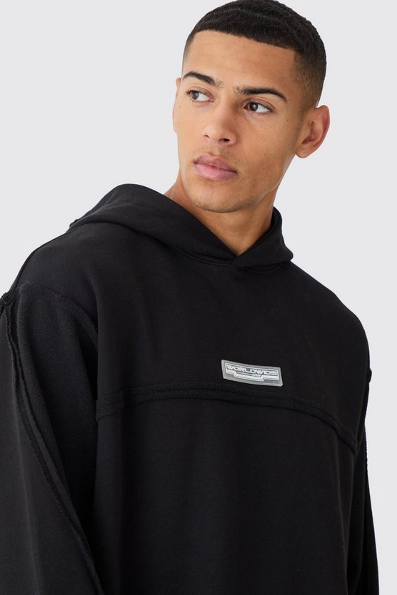 Oversize Hoodie mit rohem Saum