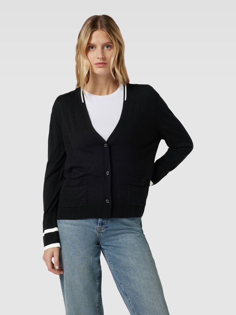 Strickjacke mit Kontraststreifen in black