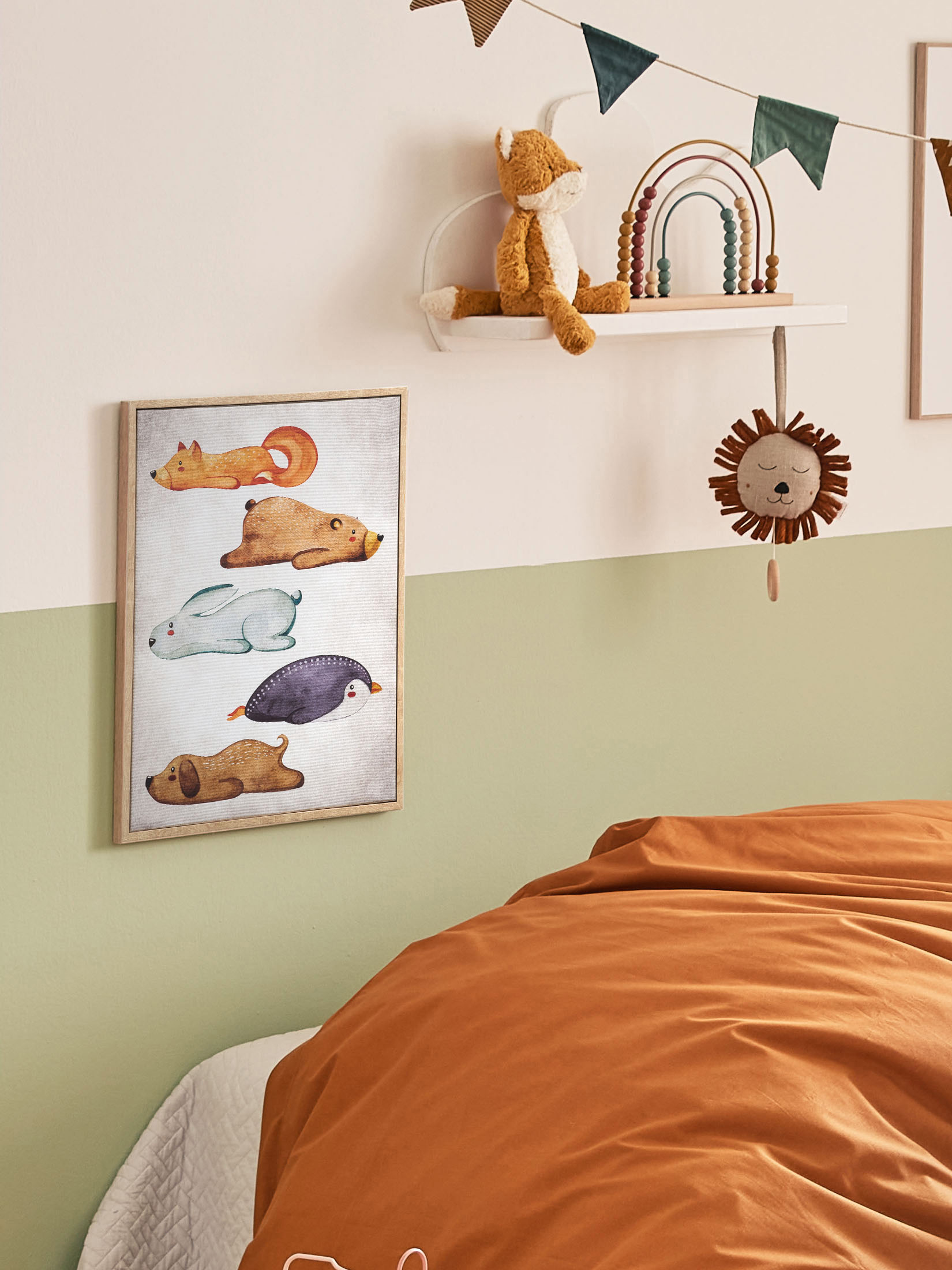 Funny Animals Leinwand-Druck-gerahmt, Multicolor