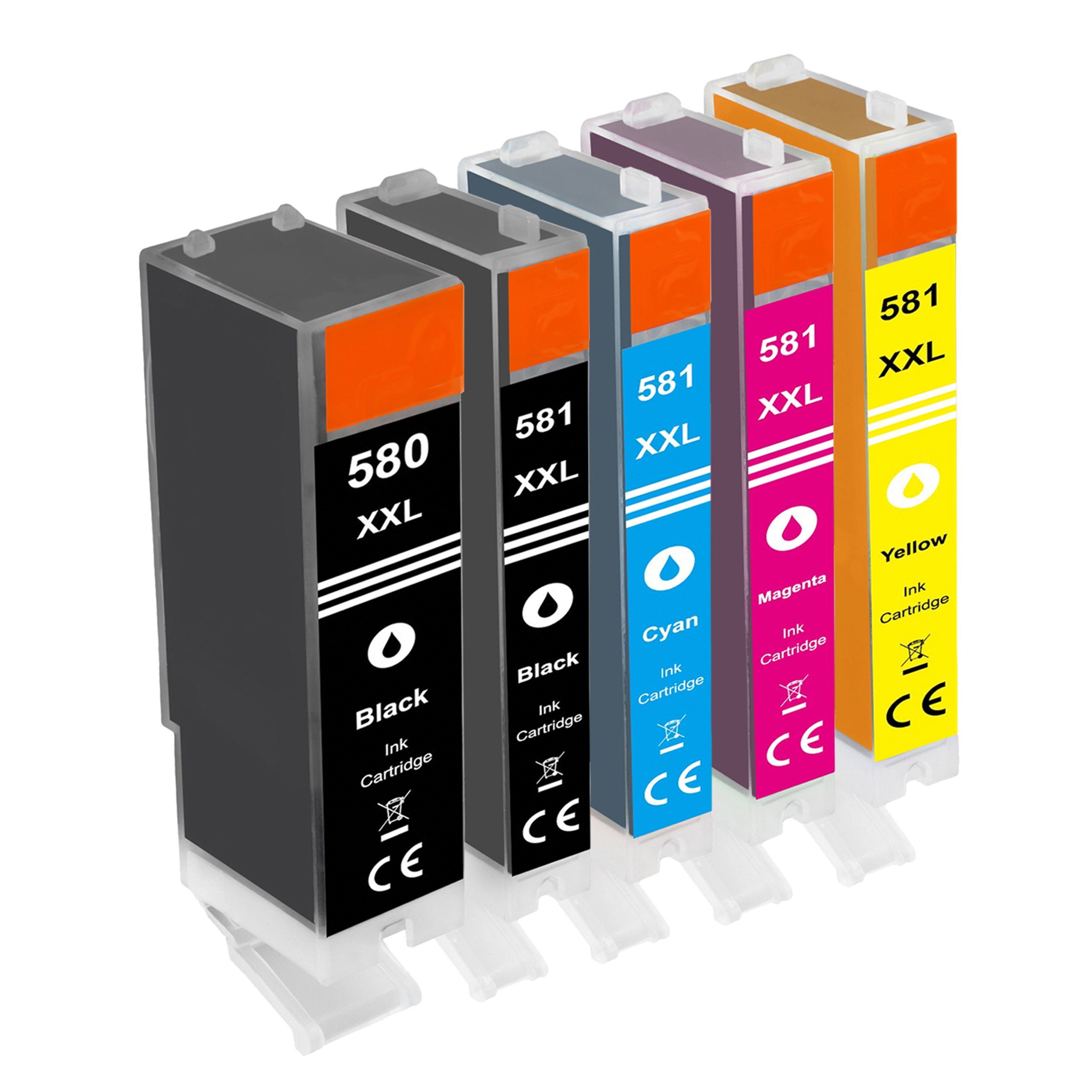 Tito-Express 5er Set ersetzt Canon PGI-580 PGI580 CLI-581 CLI581 XXL Tintenpatrone (für Pixma TR8550 TS6350 TR8550 TS705 TS6150 TS6250 TR8500 TS8350)