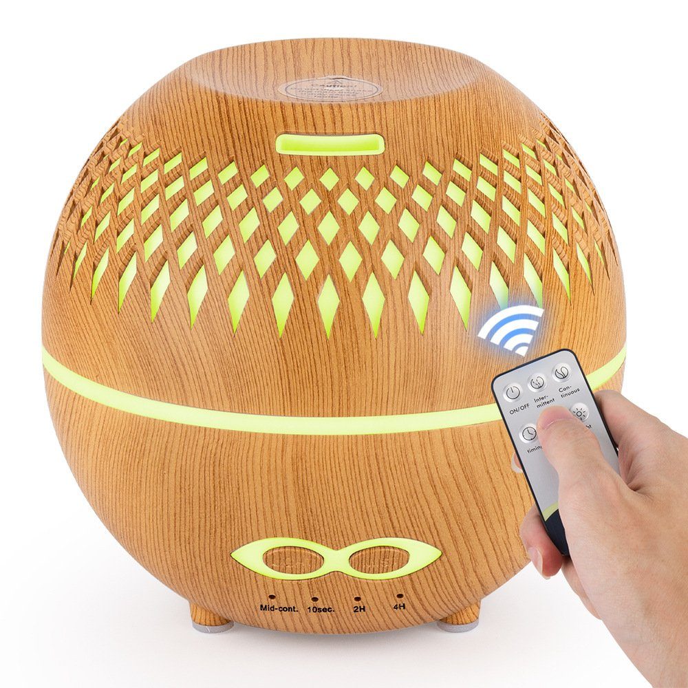 RYSH Luftbefeuchter Aroma-Diffuser, 400ml, Ultraschall-Raumbefeuchter, Dekoration, Luftbefeuchter für ätherische Öle mit 7-Farben-LED, Aromatherapiegerät