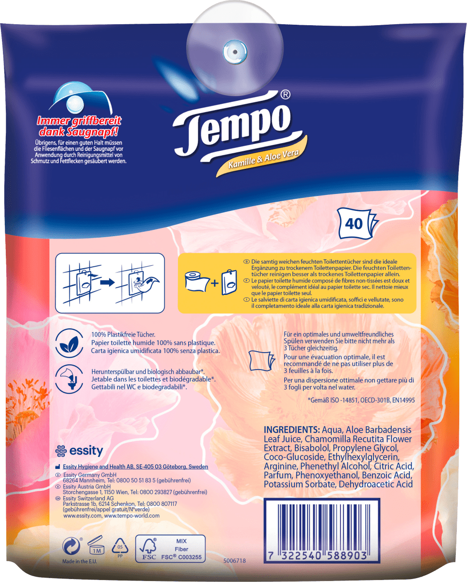 Feuchtes Toilettenpapier Sanft & Sensitiv Komfortbeutel, 40 St