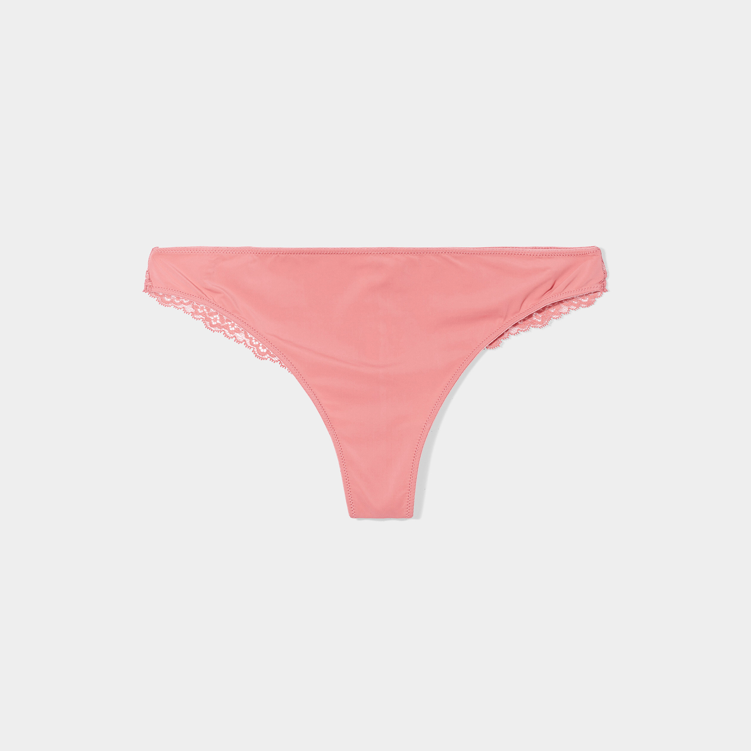 Tanga avec micro dentelle rose poudrée femme | La Halle