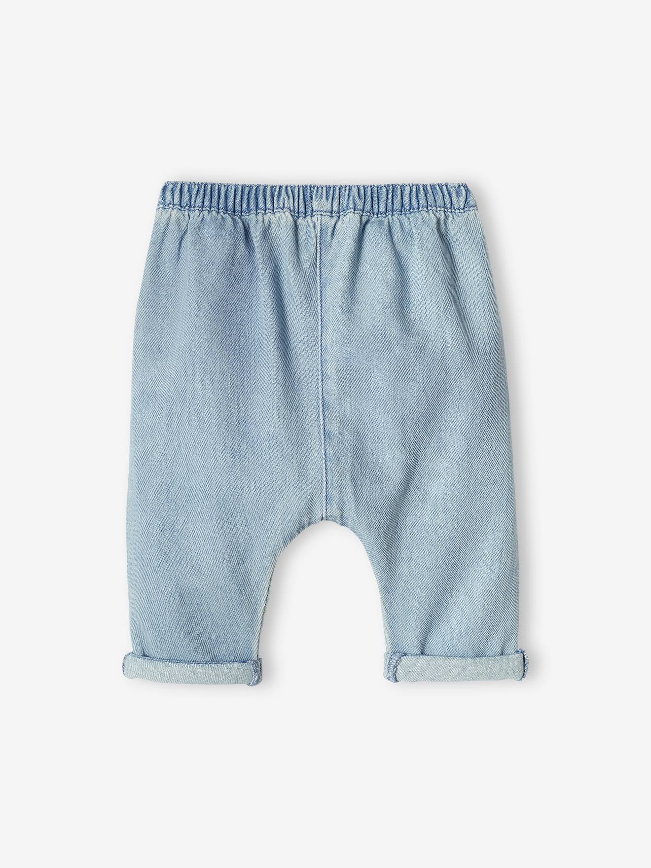 Vertbaudet Bestickte Baby Pluderhose, Denim - cappuccino