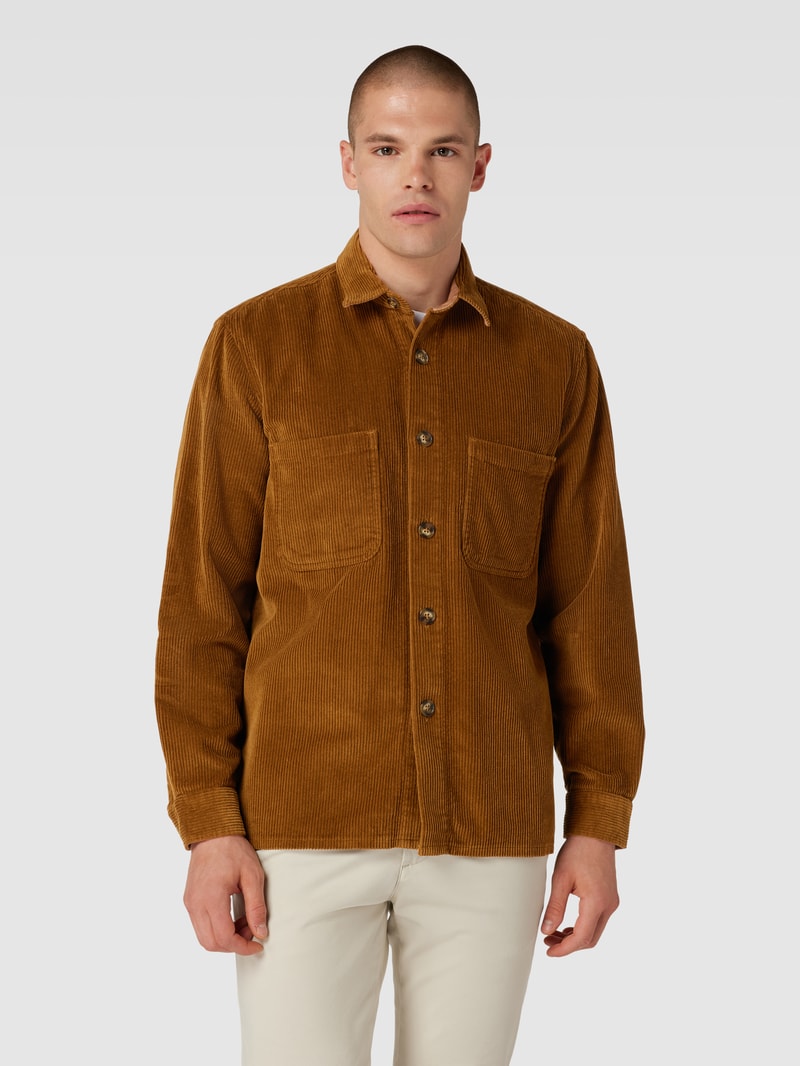 Overshirt aus Cord mit Umlegekragen in haselnuss braun meliert