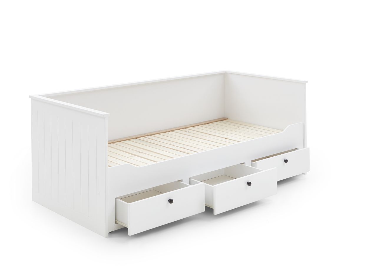 Relita Funktionsbett KIRA 90/180x200 inkl. Lattenrost und 3 Schubladen MDF weiß