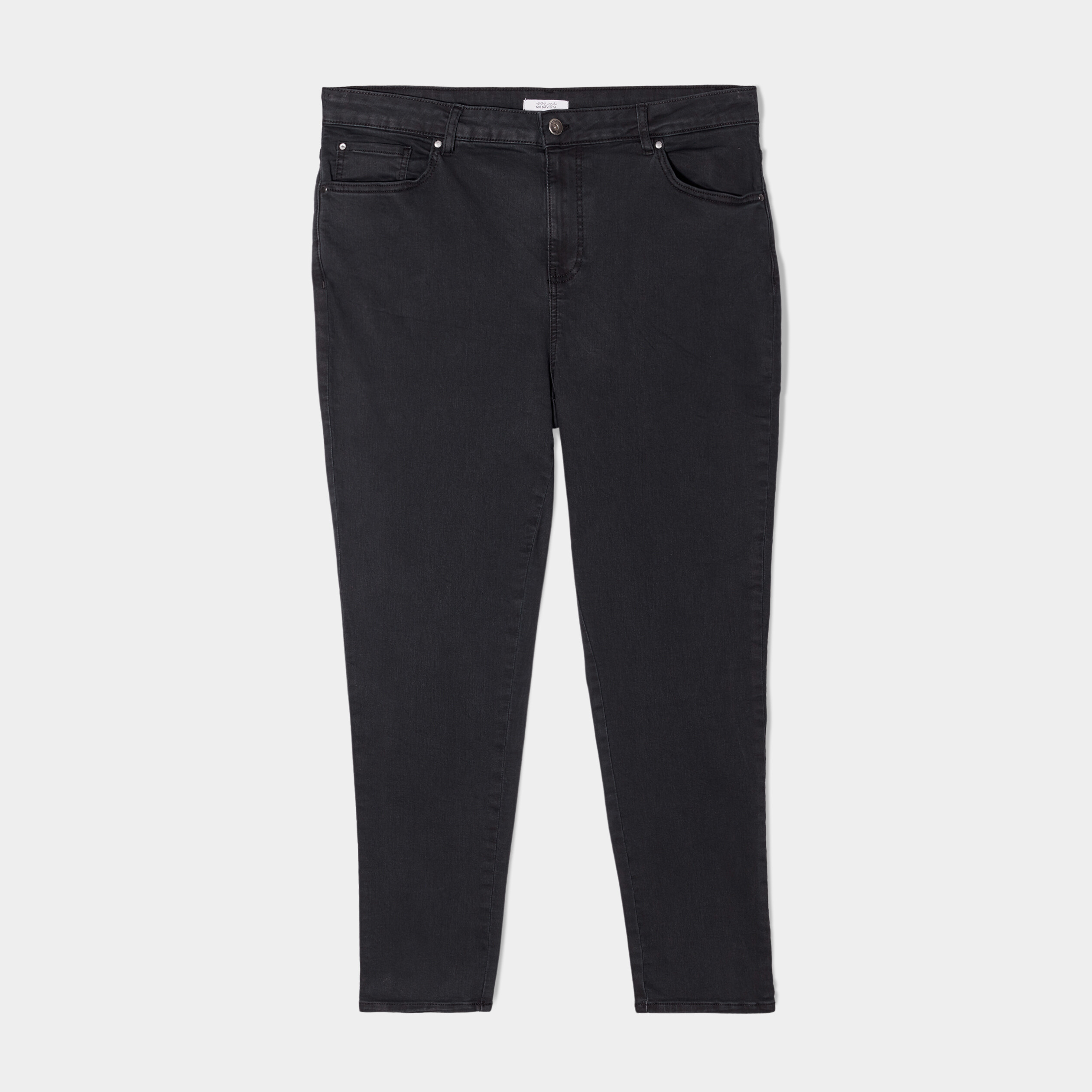 Pantalon slim taille haute 5 poches noir femme grande taille | La Halle