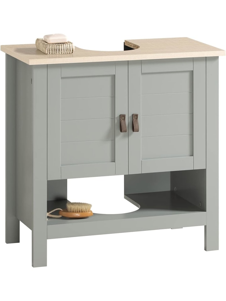 SoBuy Waschbeckenunterschrank in Hellgrau - (B)60 x (H)60 x (T)30cm günstig kaufen onesize