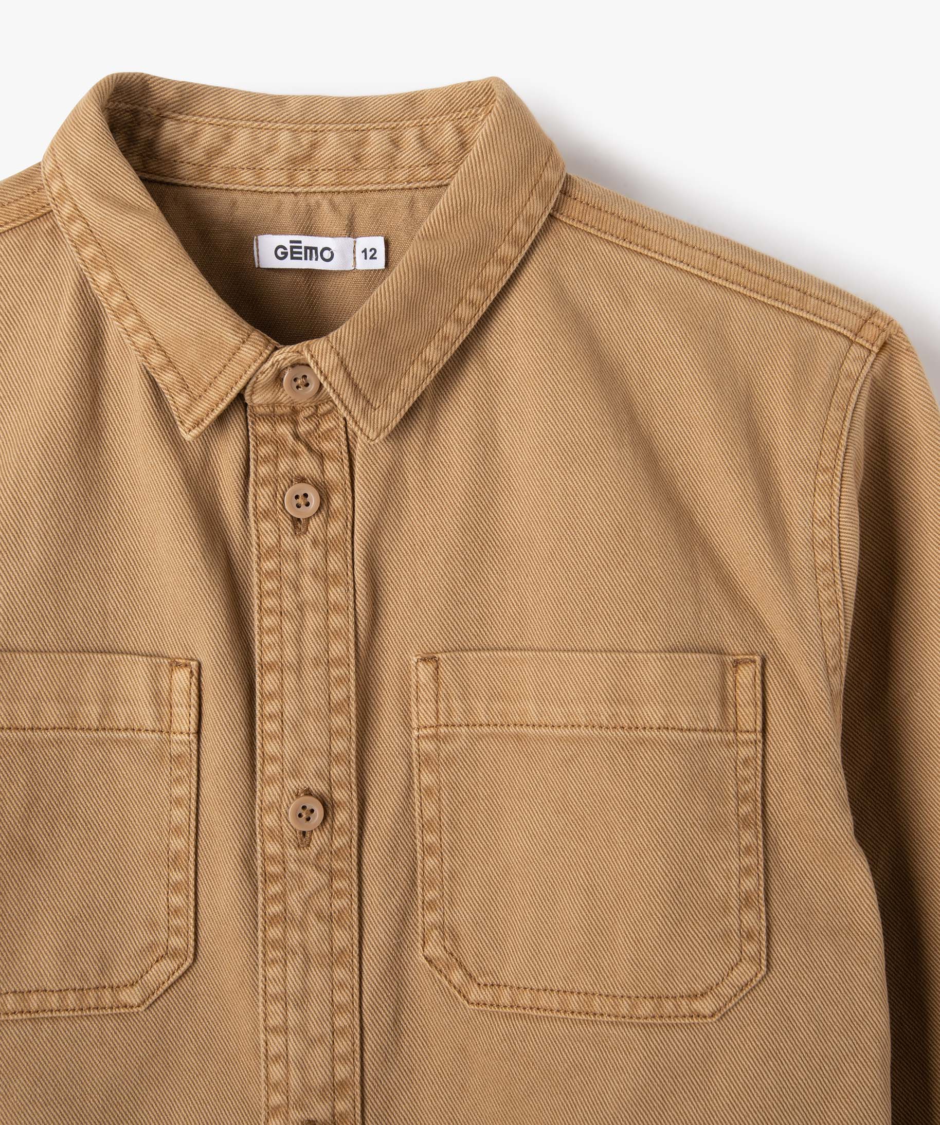 Chemise Garçon à manches longues en twill épais au colori... marron | GEMO