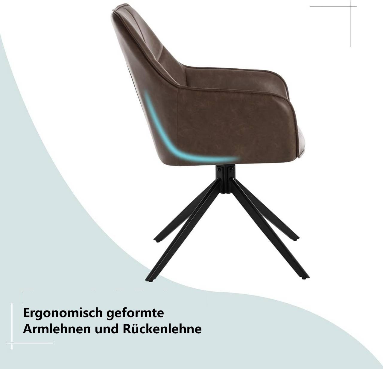 Woltu Polsterstuhl (1 St), Esszimmerstuhl drehbar, gepolsterter, Metallbeine