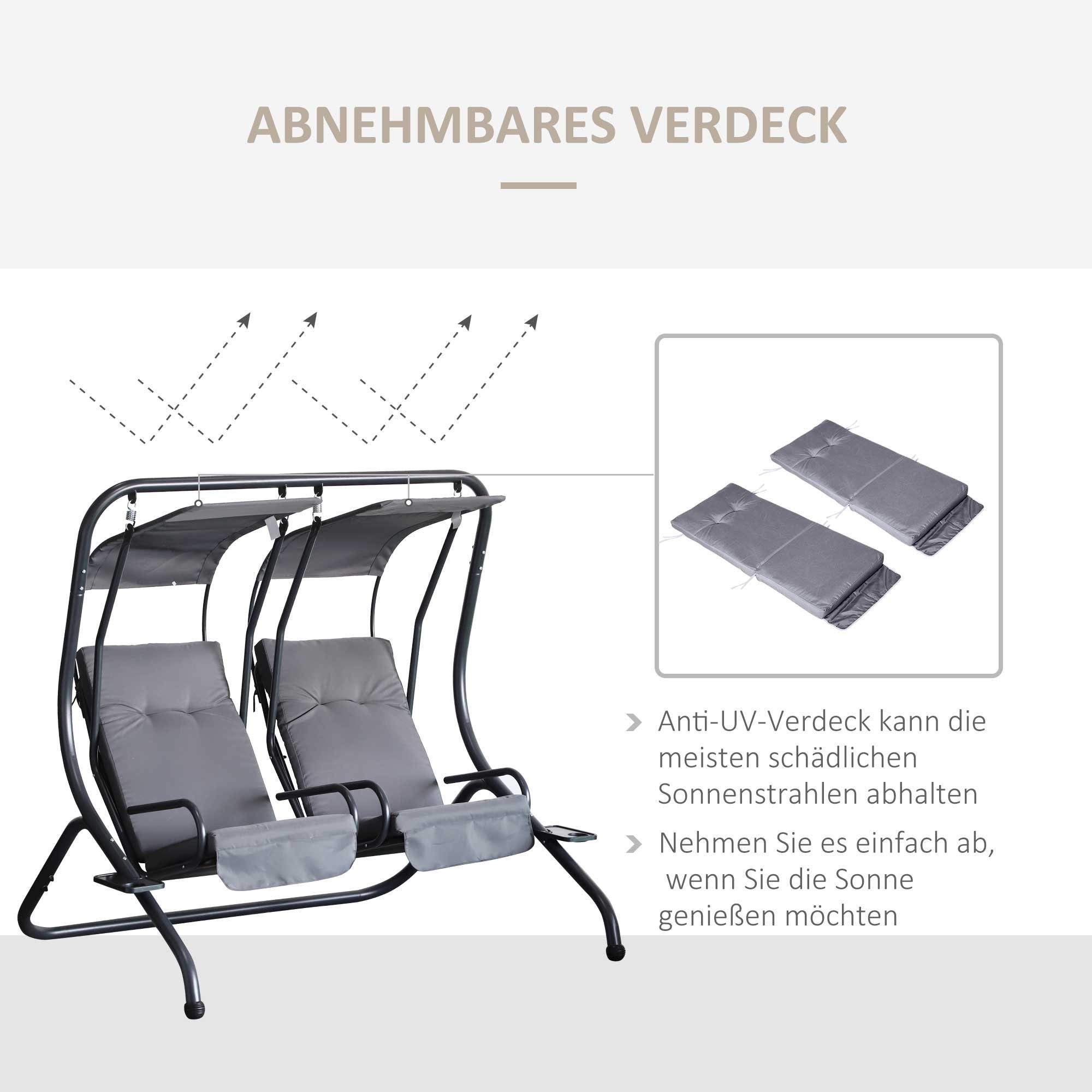 Outsunny Hollywoodschaukel Hollywoodschaukel, 2-Sitzer, Set, 1 tlg., 1 x Hollywoodschaukel, BxTxH: 170x136x170 cm