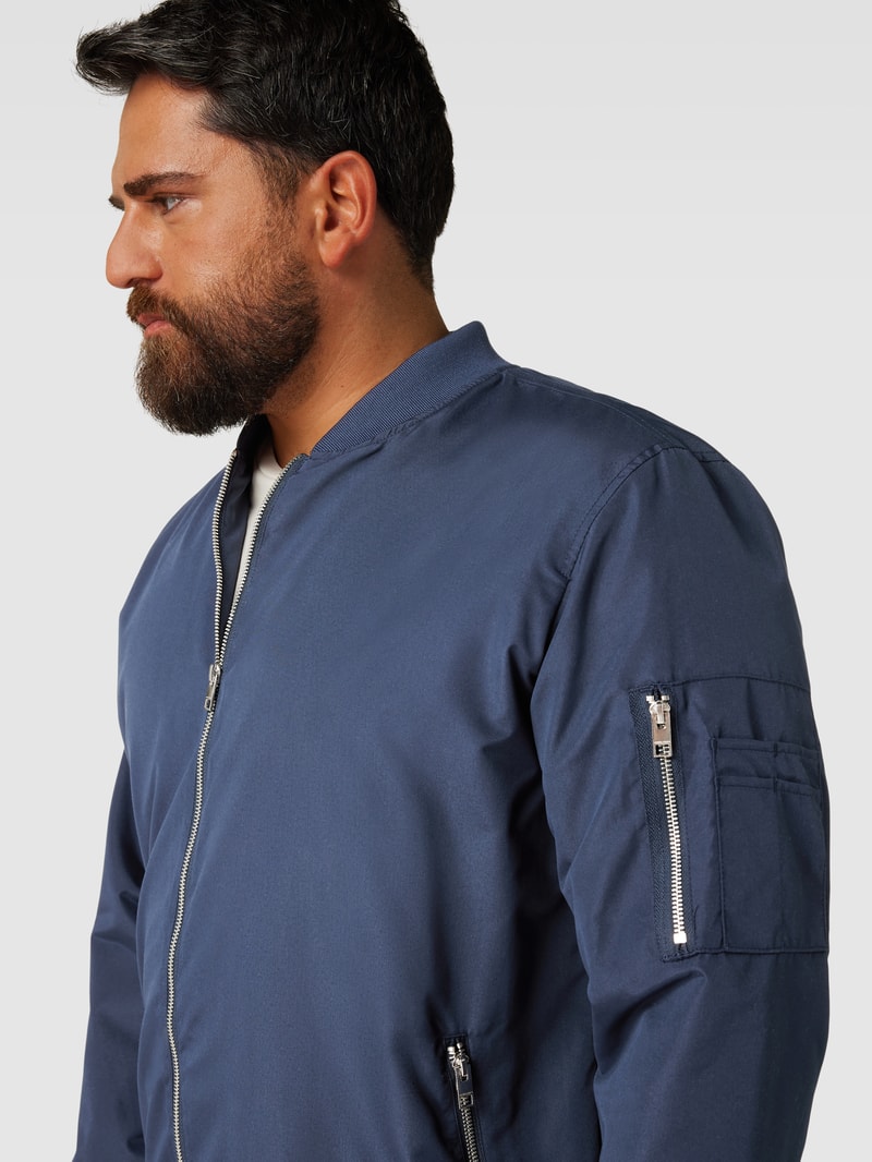 PLUS SIZE Bomberjacke mit Stehkragen Modell 'ERUSH' in marineblau