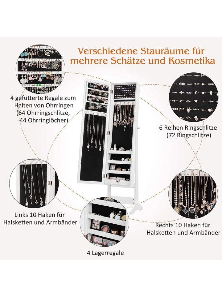 COSTWAY Schmuckschrank in Weiß günstig kaufen onesize
