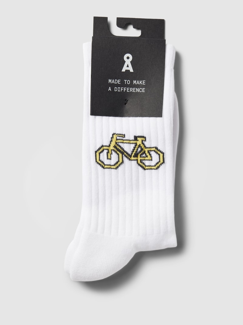 Socken mit Statement-Print Modell 'Saamus' in weiß