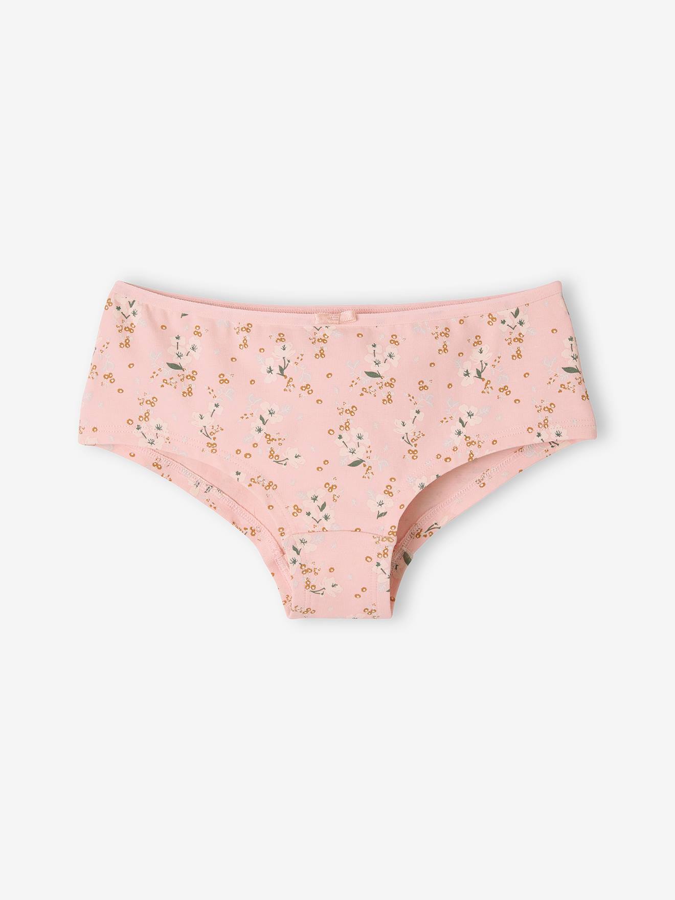 Lot de 5 shorties fille flowers rose poudré