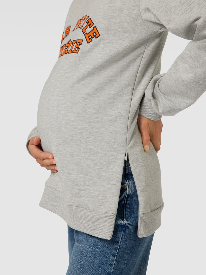 Umstands-Sweatshirt mit Statement-Stitching Modell 'Ulrika' in hellgrau meliert