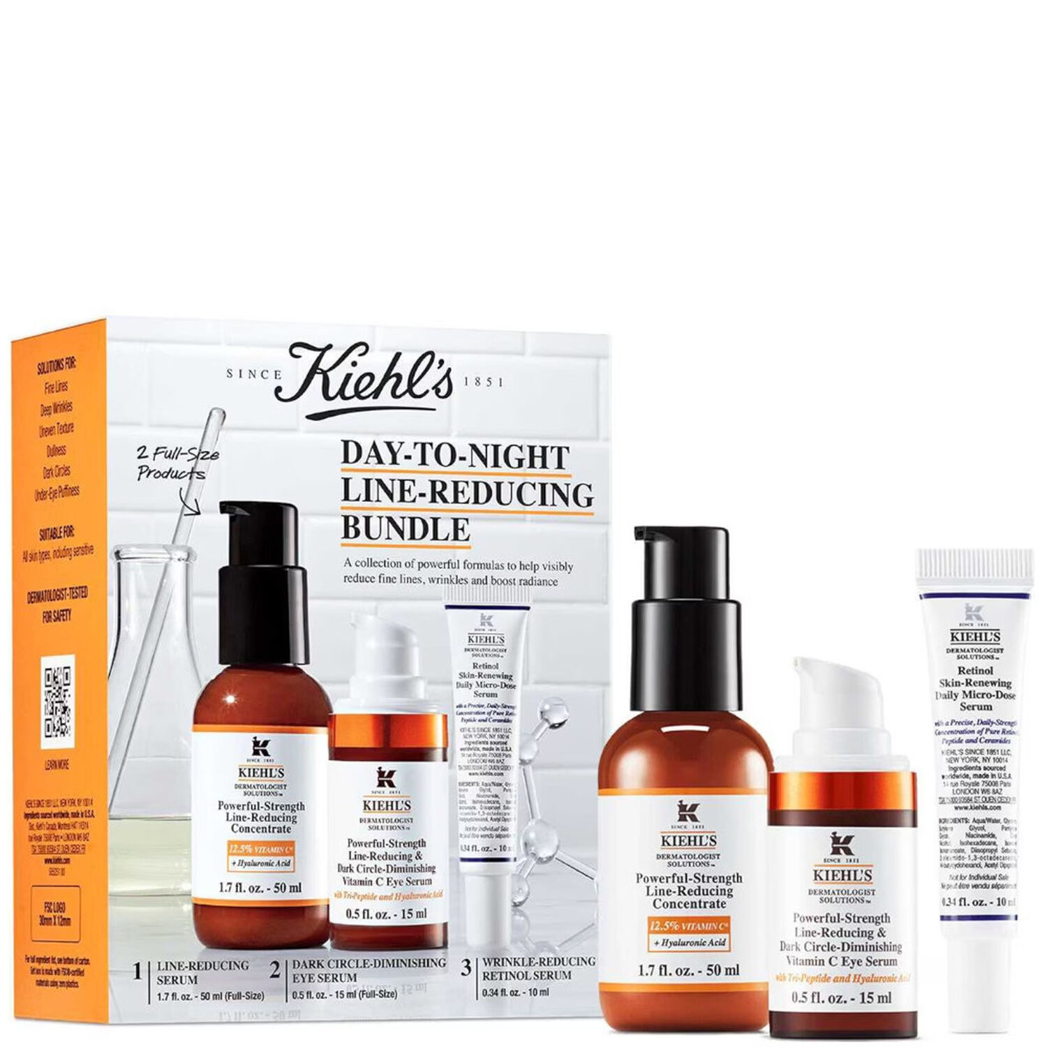 kiehl's Day To Night Line Reducing Bundle Coffret Sérums Visage & Yeux Anti-Rides
