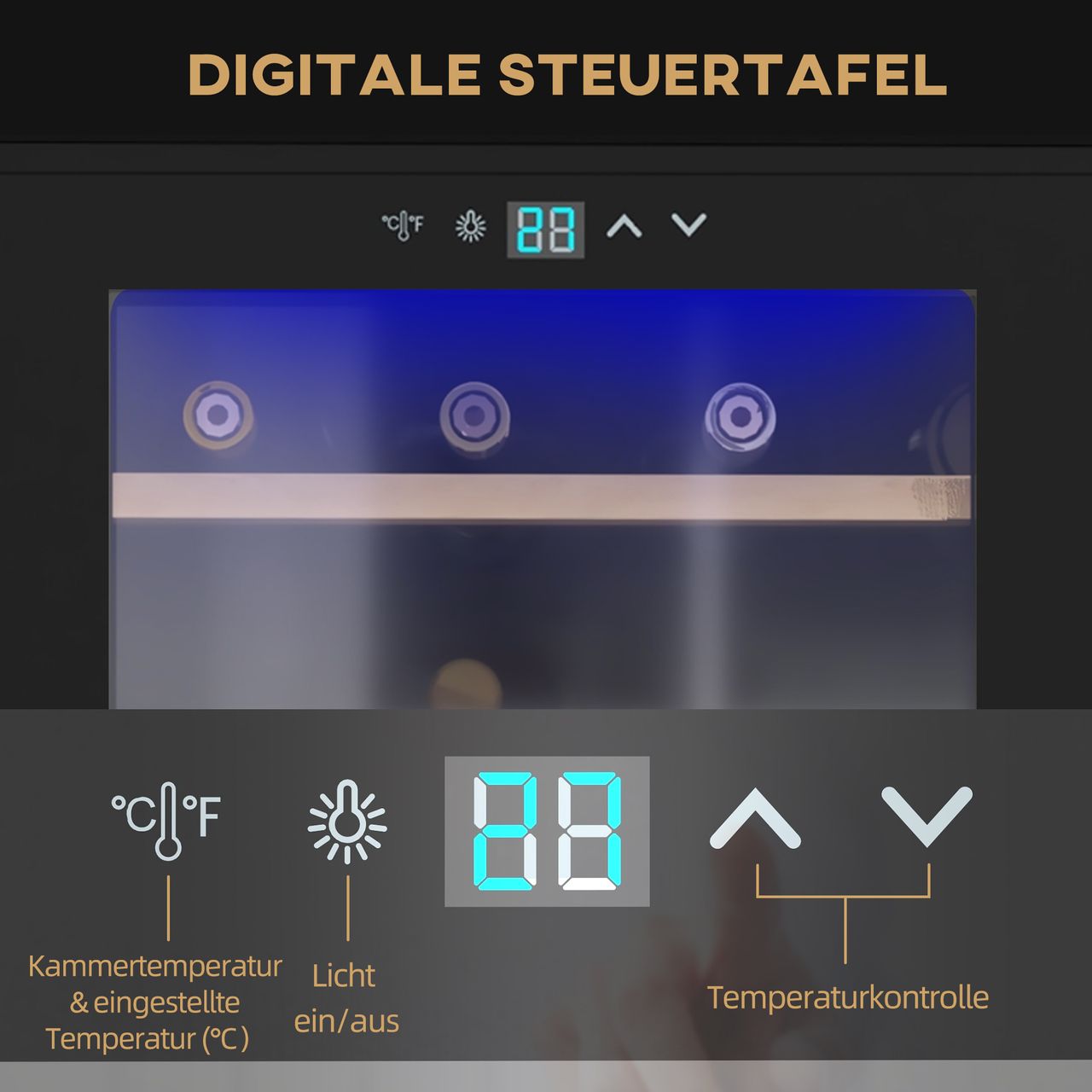 HOMCOM Weinkühlschrank 65 L Getränkekühlschrank für 24 Flaschen, 5-20°C, Schwarz
