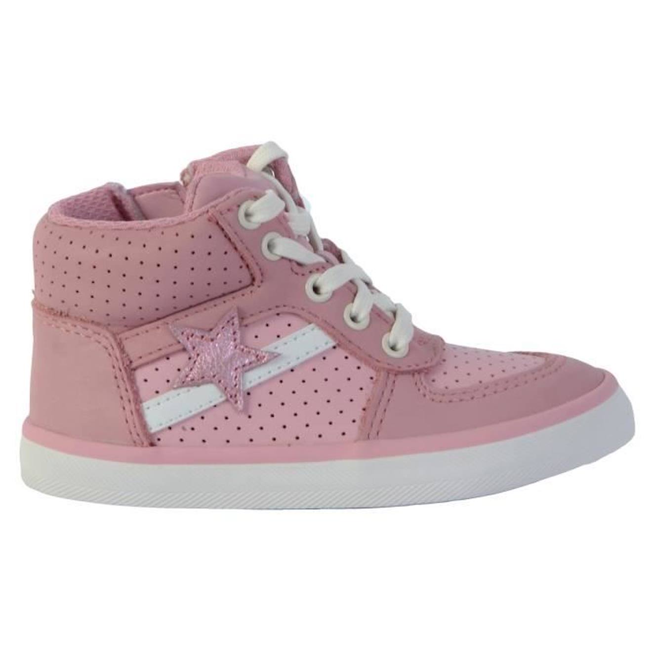 Basket Montante Cuir Enfant Clarks City Flake rose