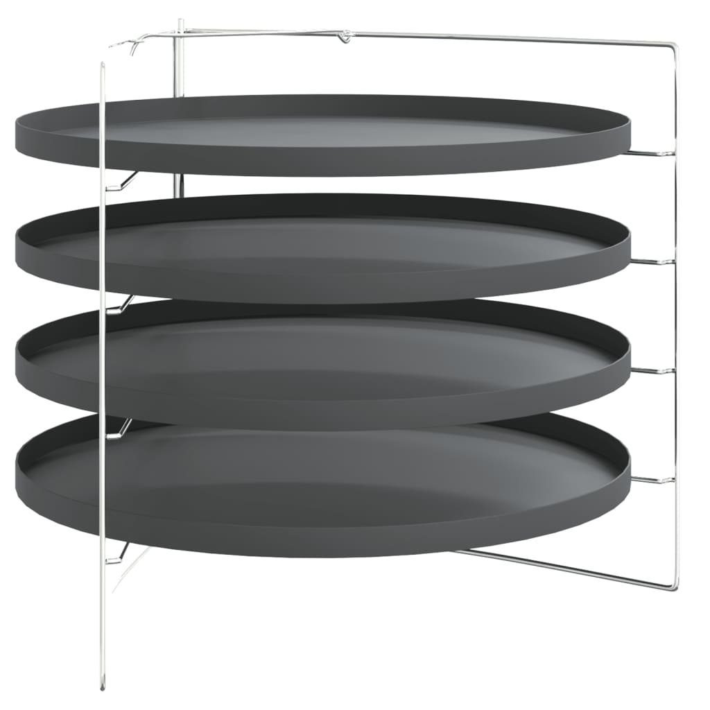 vidaXL Pizzablech Pizzableche 4 Stk. mit Gestell Ø 28 cm Stahl, Stahl