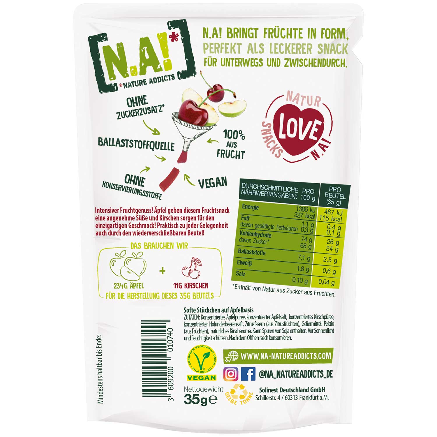 N.A! Nature Addicts Frucht Snack Kirsche 35g